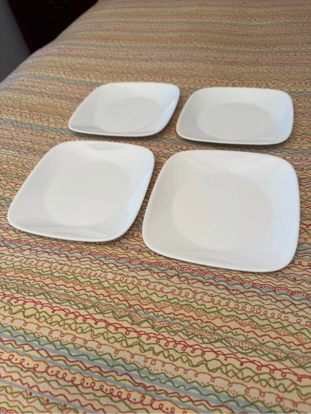 ✨ Vintage Corelle Pure White 6.5” Square Appetizer Plates - Set of 4